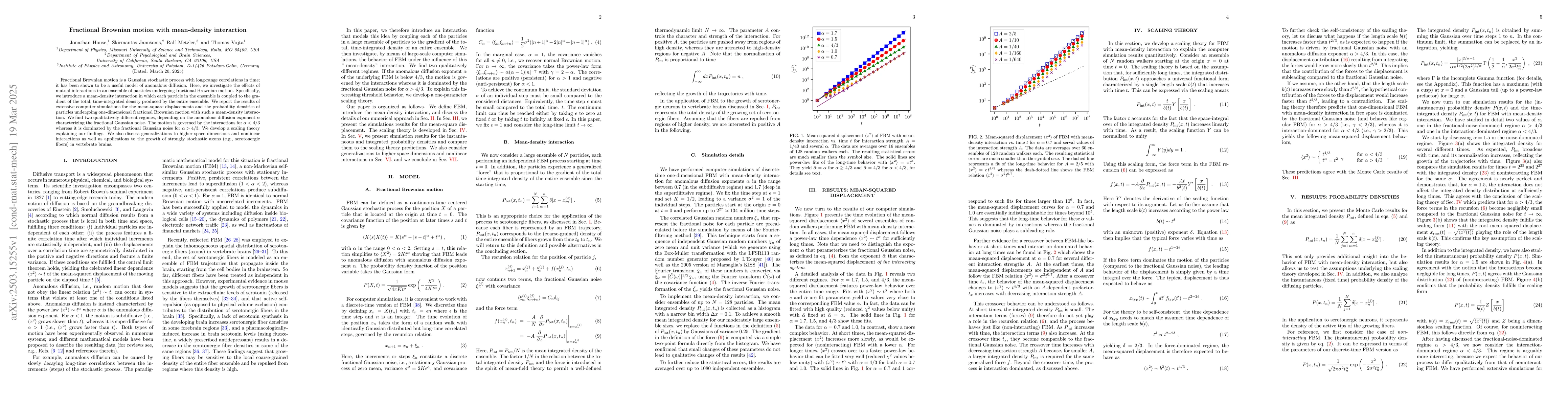 Thumbnail for Fractional Brownian motion with mean-density interaction