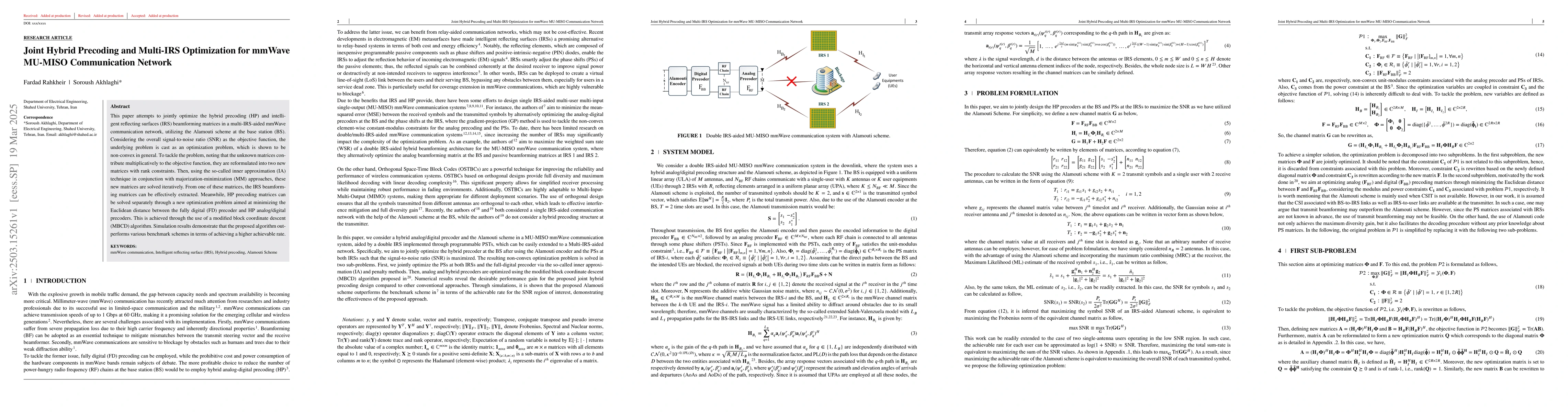 Thumbnail for Joint Hybrid Precoding and Multi-IRS Optimization for mmWave MU-MISO
  Communication Network