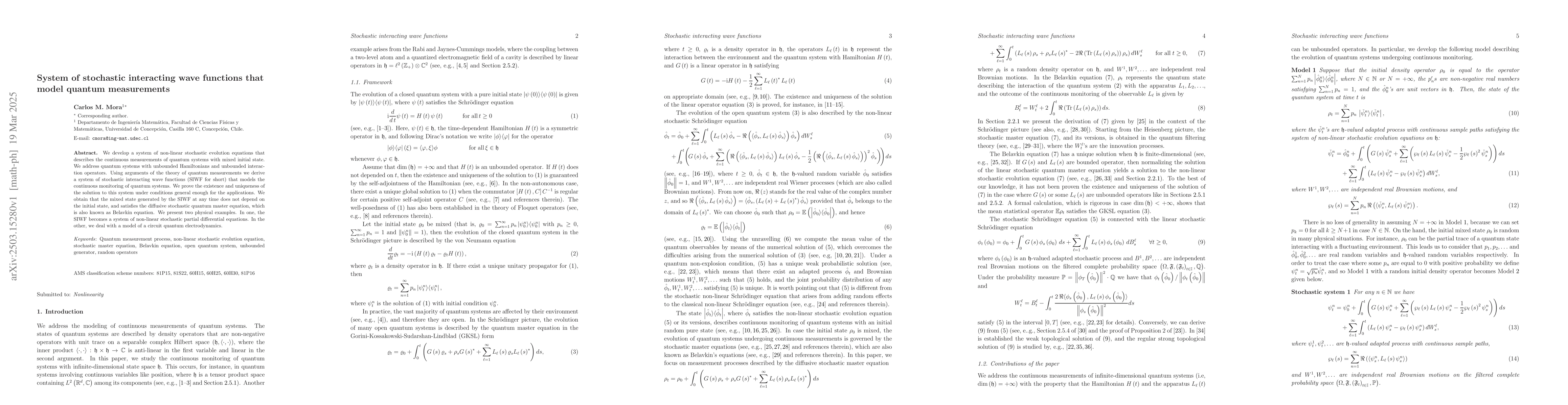 Thumbnail for System of stochastic interacting wave functions that model quantum
  measurements