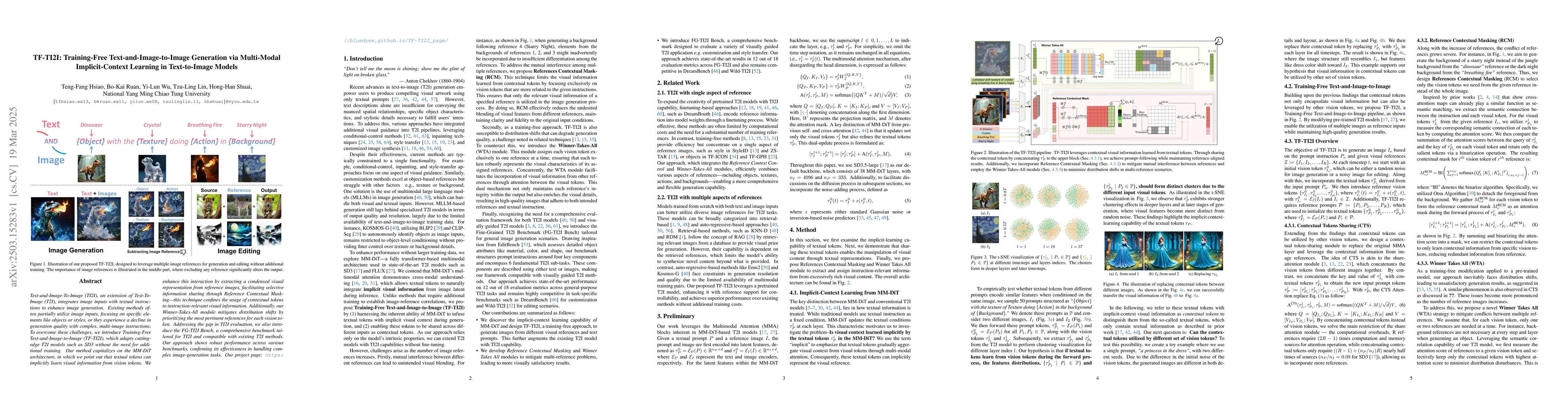 Thumbnail for TF-TI2I: Training-Free Text-and-Image-to-Image Generation via
  Multi-Modal Implicit-Context Learning in Text-to-Image Models