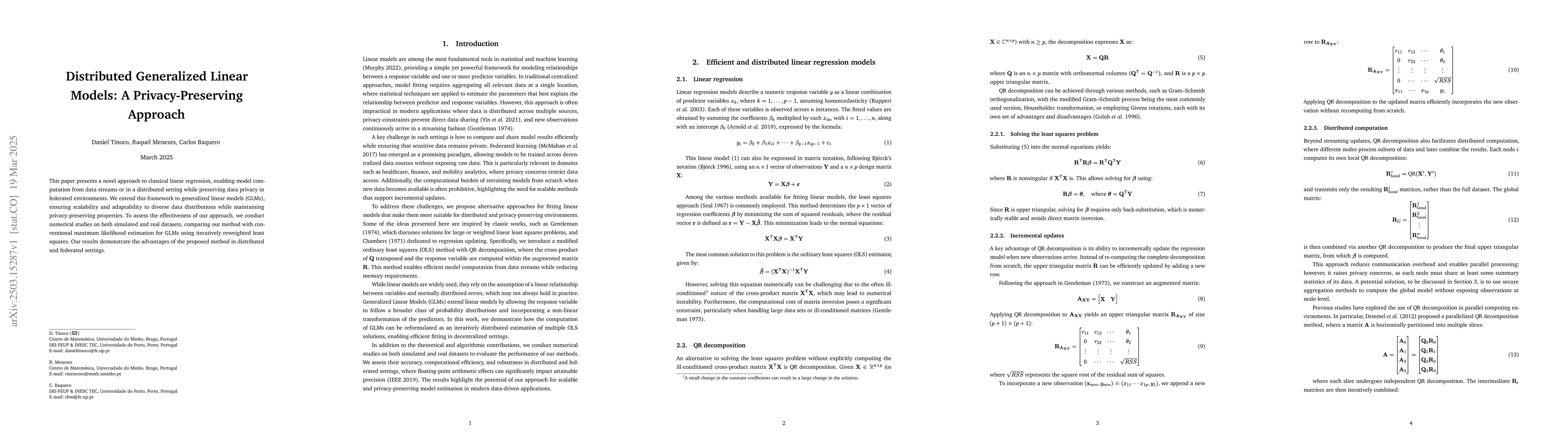Thumbnail for Distributed Generalized Linear Models: A Privacy-Preserving Approach