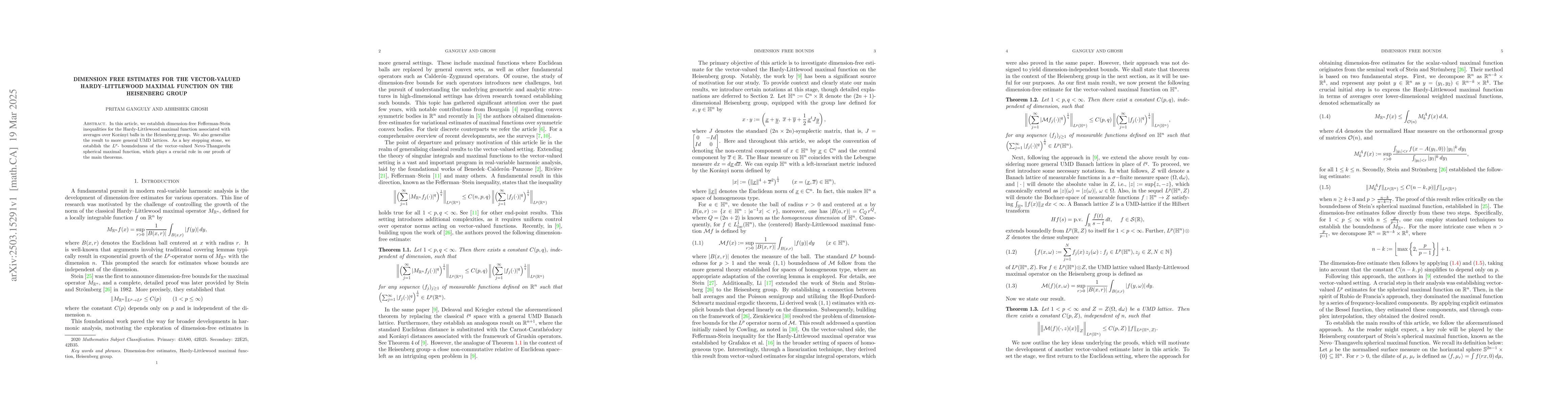 Thumbnail for Dimension free estimates for the vector-valued Hardy--Littlewood maximal
  function on the Heisenberg group