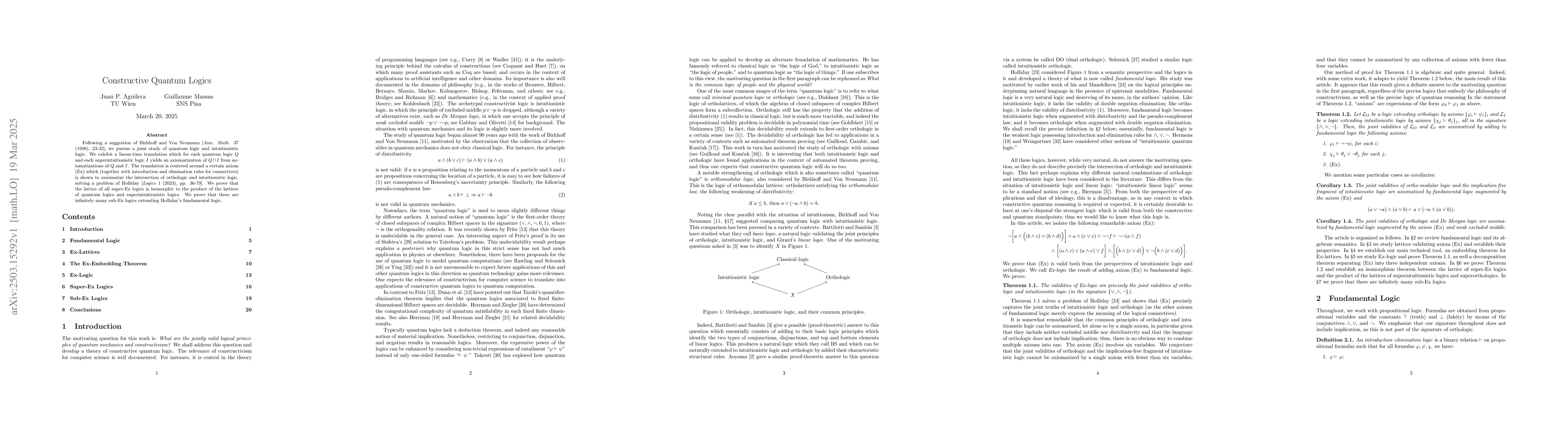 Thumbnail for Constructive Quantum Logics