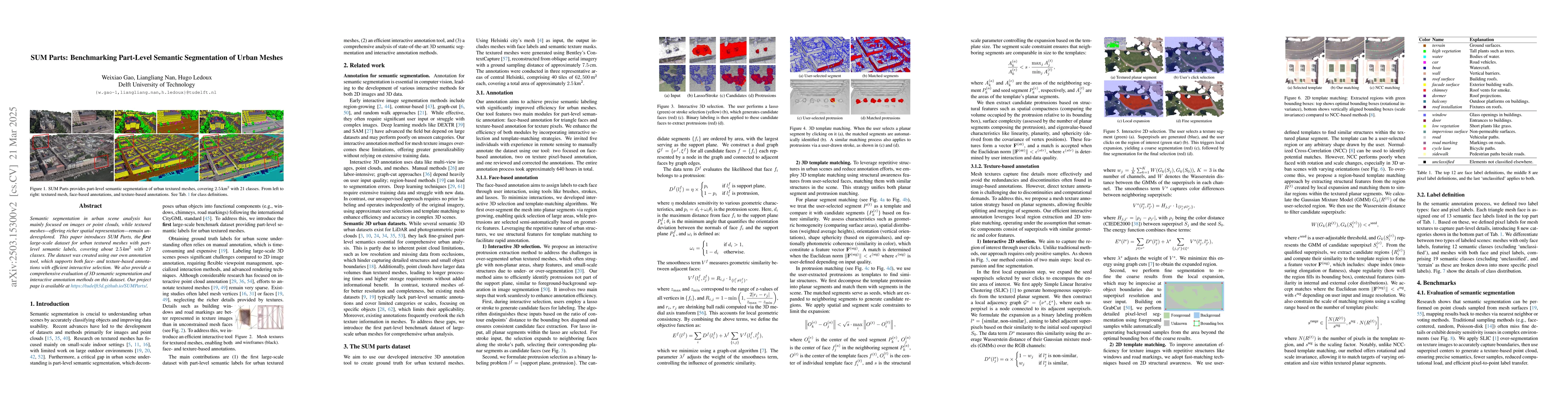Thumbnail for SUM Parts: Benchmarking Part-Level Semantic Segmentation of Urban Meshes