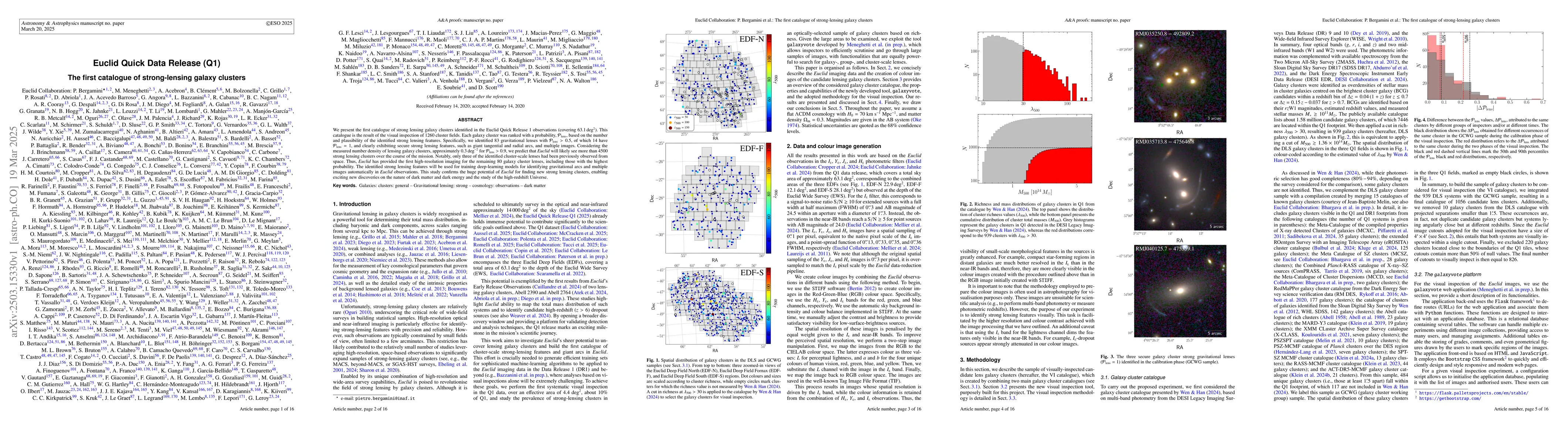 Thumbnail for Euclid Quick Data Release (Q1). The first catalogue of strong-lensing
  galaxy clusters