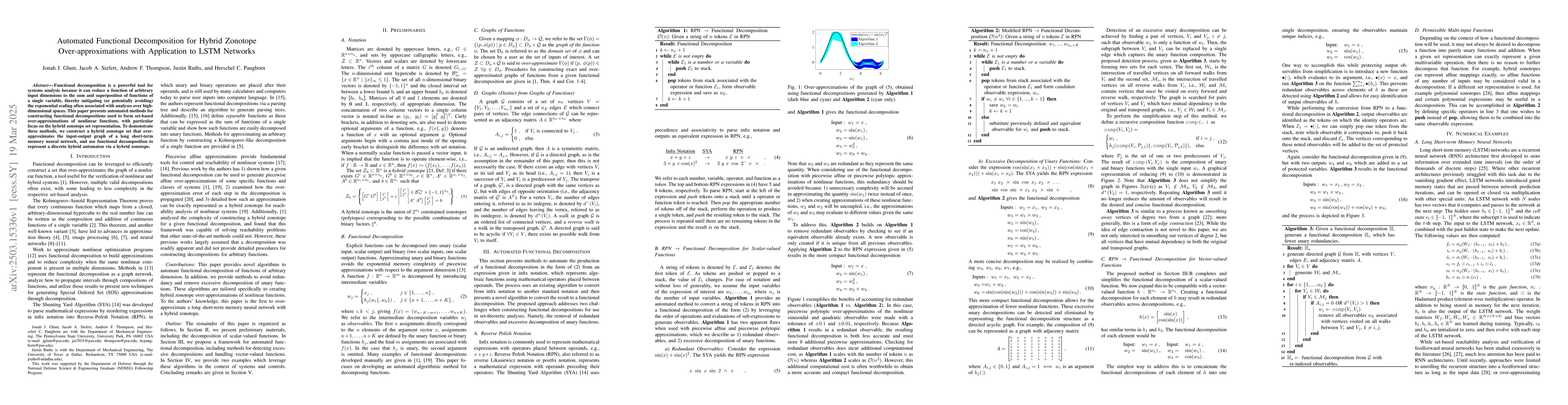 Thumbnail for Automated Functional Decomposition for Hybrid Zonotope
  Over-approximations with Application to LSTM Networks