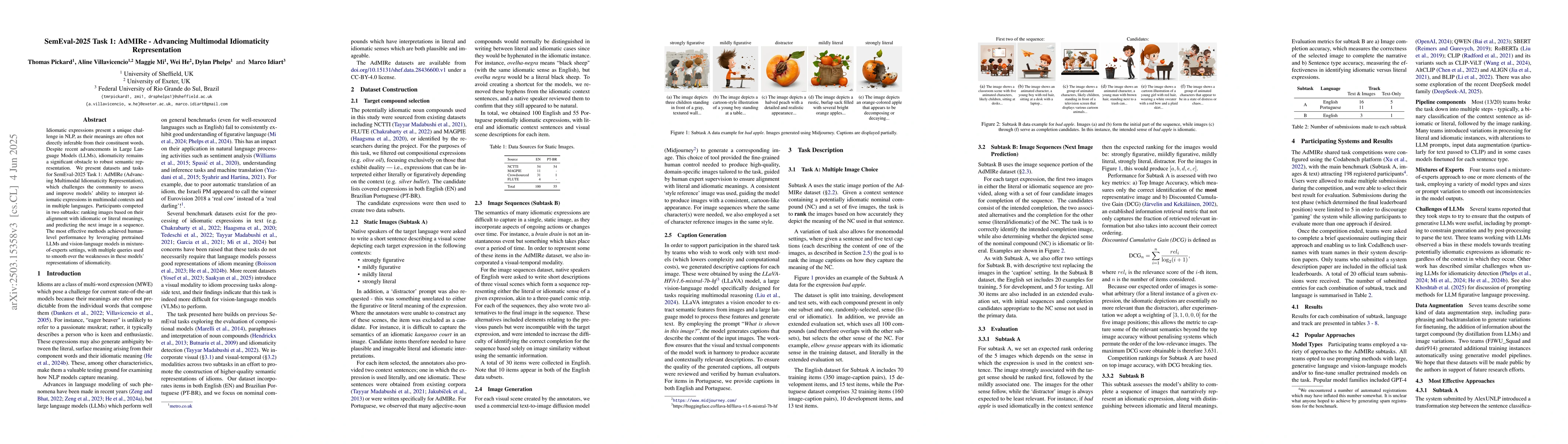 Thumbnail for SemEval-2025 Task 1: AdMIRe -- Advancing Multimodal Idiomaticity
  Representation