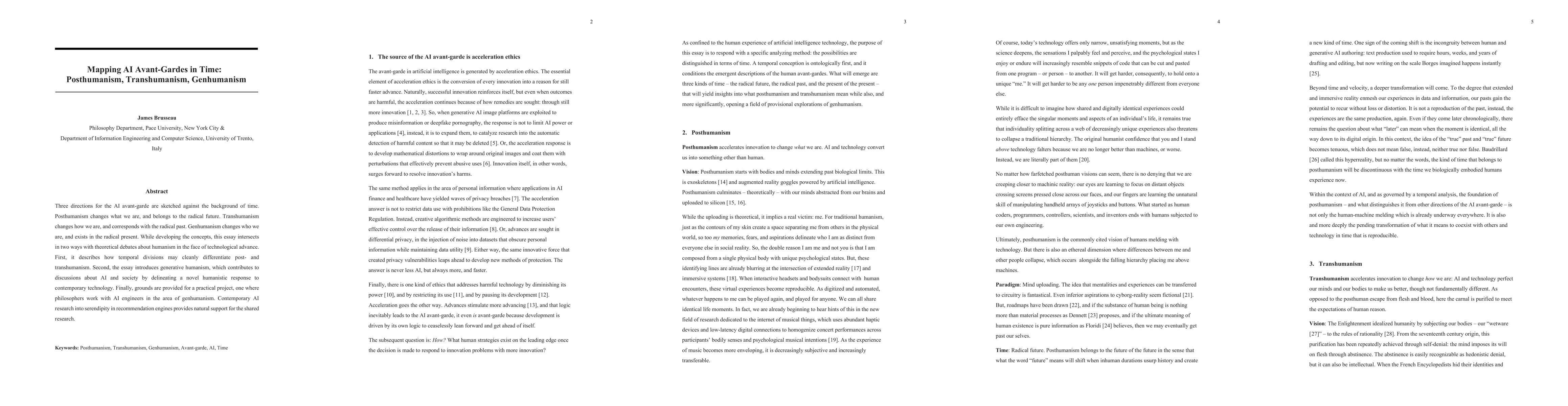 Thumbnail for Mapping AI Avant-Gardes in Time: Posthumanism, Transhumanism,
  Genhumanism
