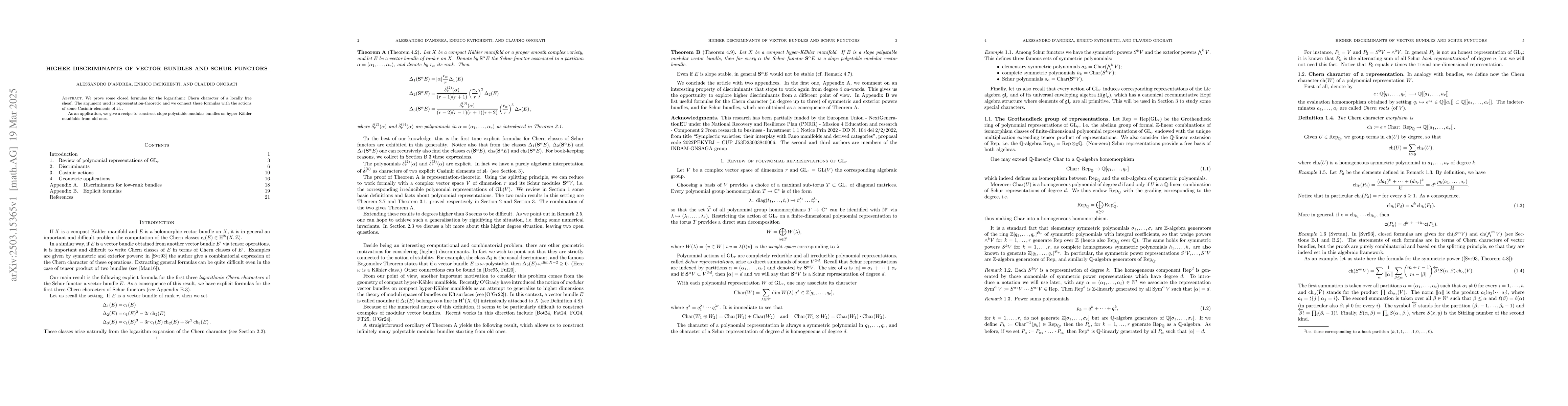 Thumbnail for Higher discriminants of vector bundles and Schur functors