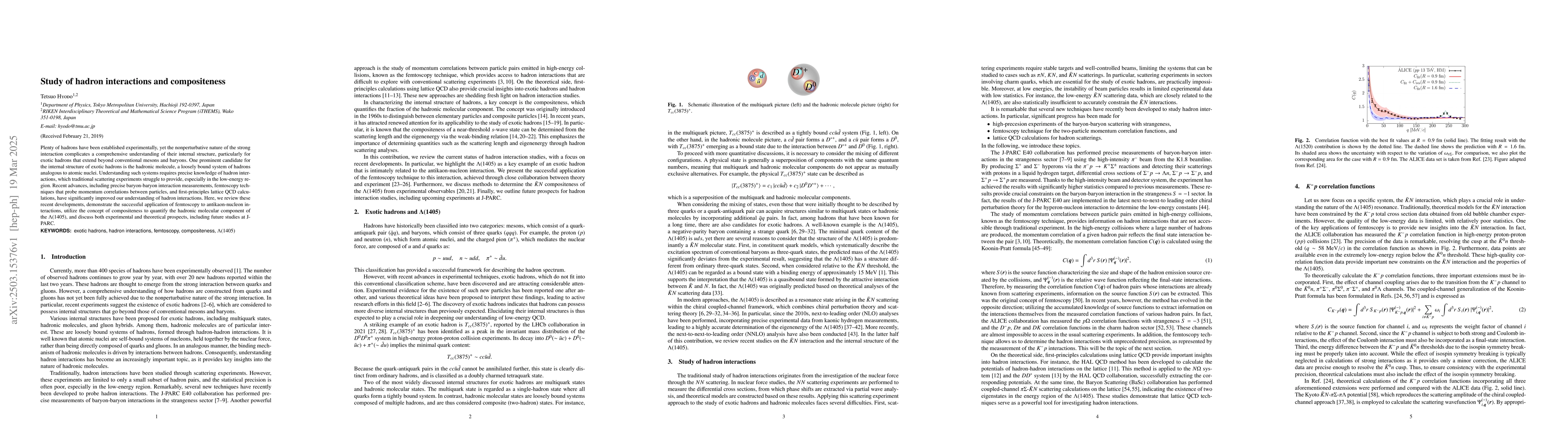 Thumbnail for Study of hadron interactions and compositeness