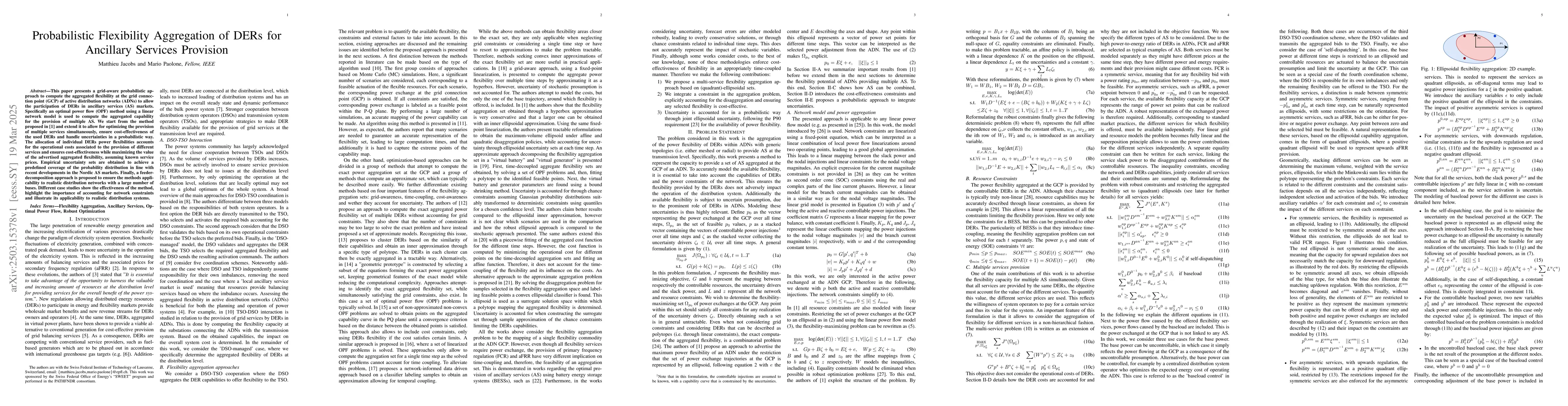 Thumbnail for Probabilistic Flexibility Aggregation of DERs for Ancillary Services
  Provision