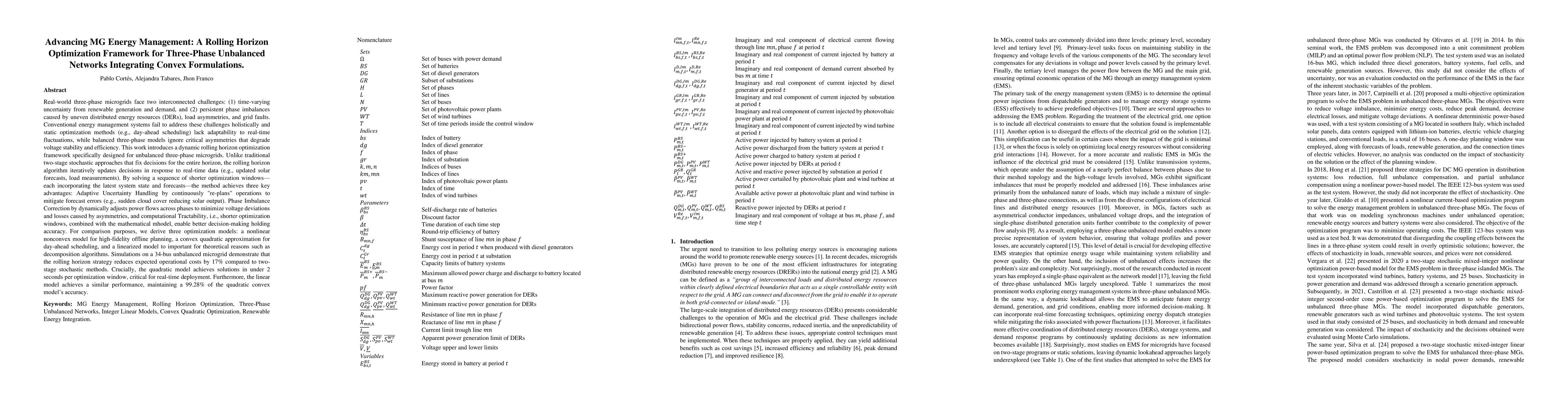 Thumbnail for Advancing MG Energy Management: A Rolling Horizon Optimization Framework
  for Three-Phase Unbalanced Networks Integrating Convex Formulations