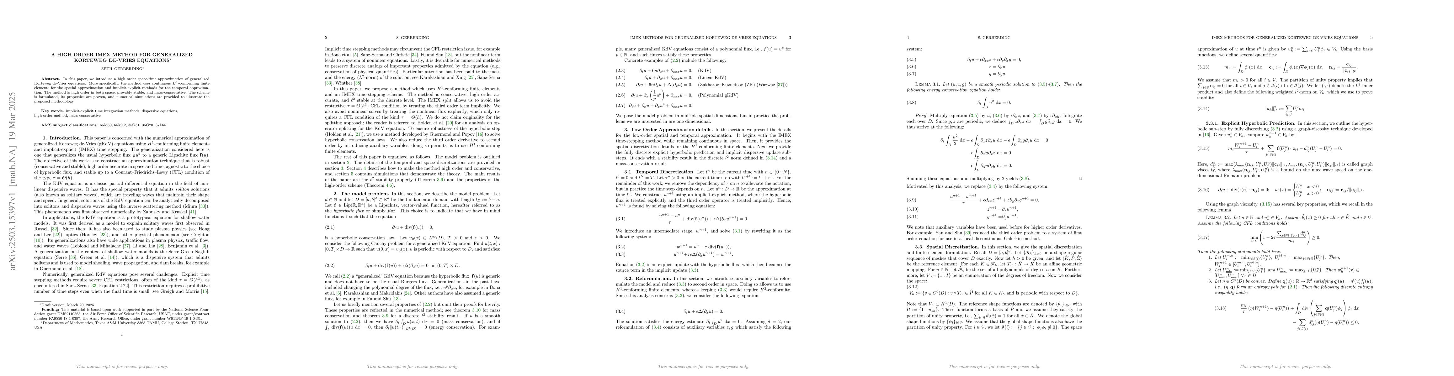 Thumbnail for A High Order IMEX Method for Generalized Korteweg de-Vries Equations