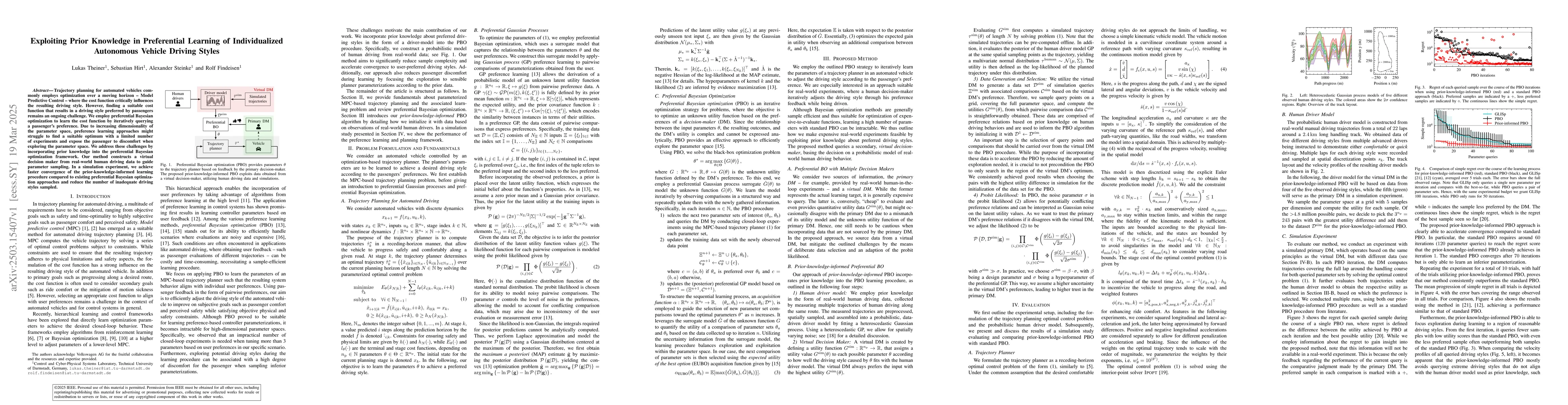 Thumbnail for Exploiting Prior Knowledge in Preferential Learning of Individualized
  Autonomous Vehicle Driving Styles