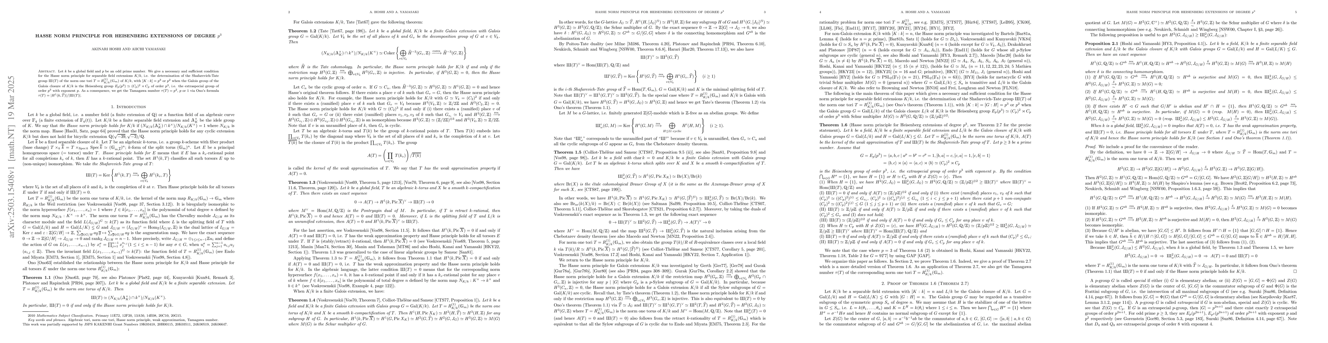 Thumbnail for Hasse norm principle for Heisenberg extensions of degree $p^3$