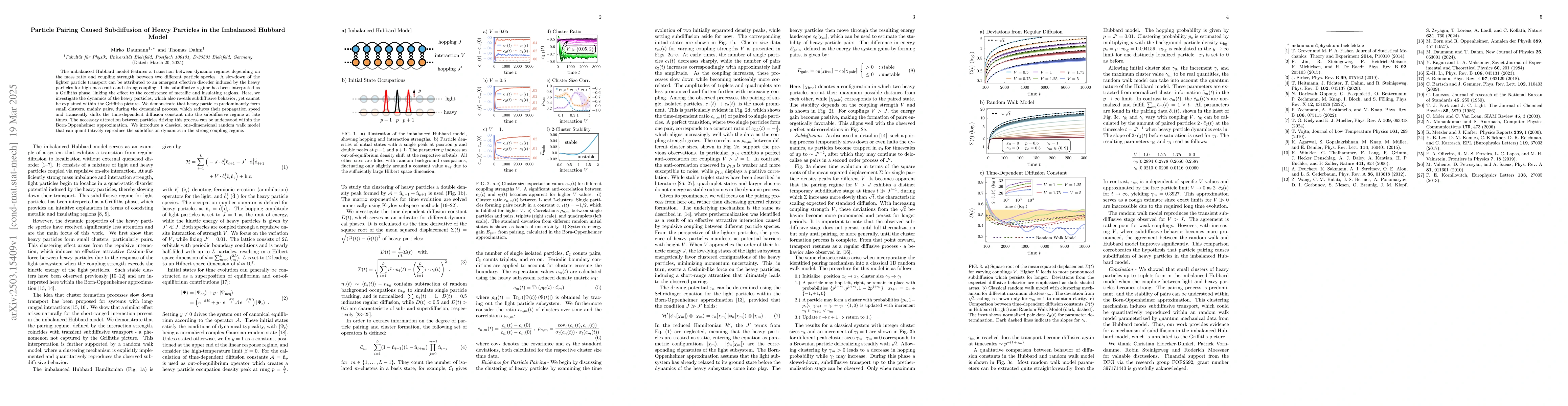 Thumbnail for Particle Pairing Caused Subdiffusion of Heavy Particles in the
  Imbalanced Hubbard Model