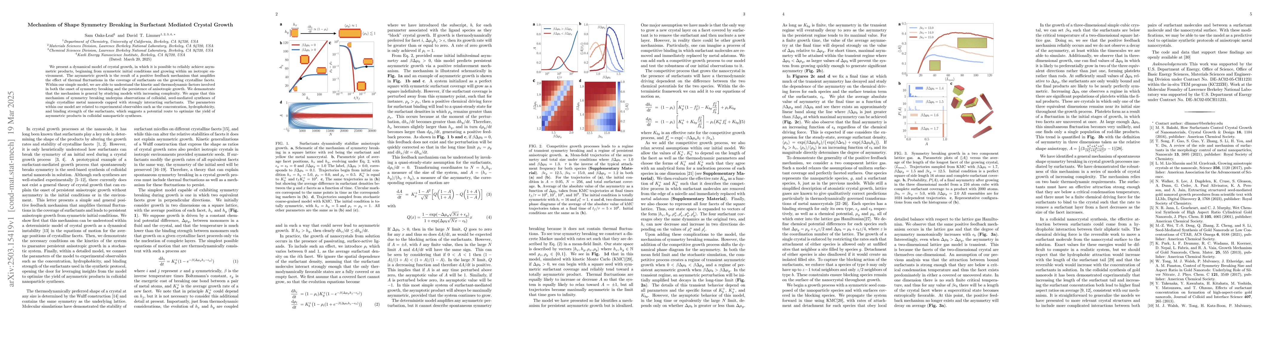 Thumbnail for Mechanism of Shape Symmetry Breaking in Surfactant Mediated Crystal
  Growth