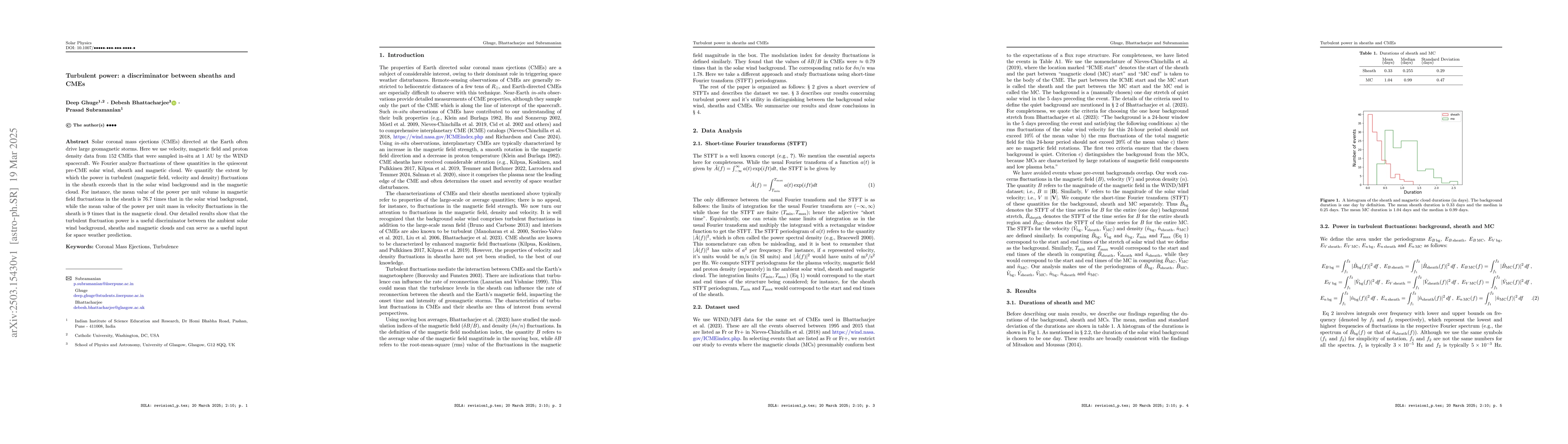 Thumbnail for Turbulent power: a discriminator between sheaths and CMEs