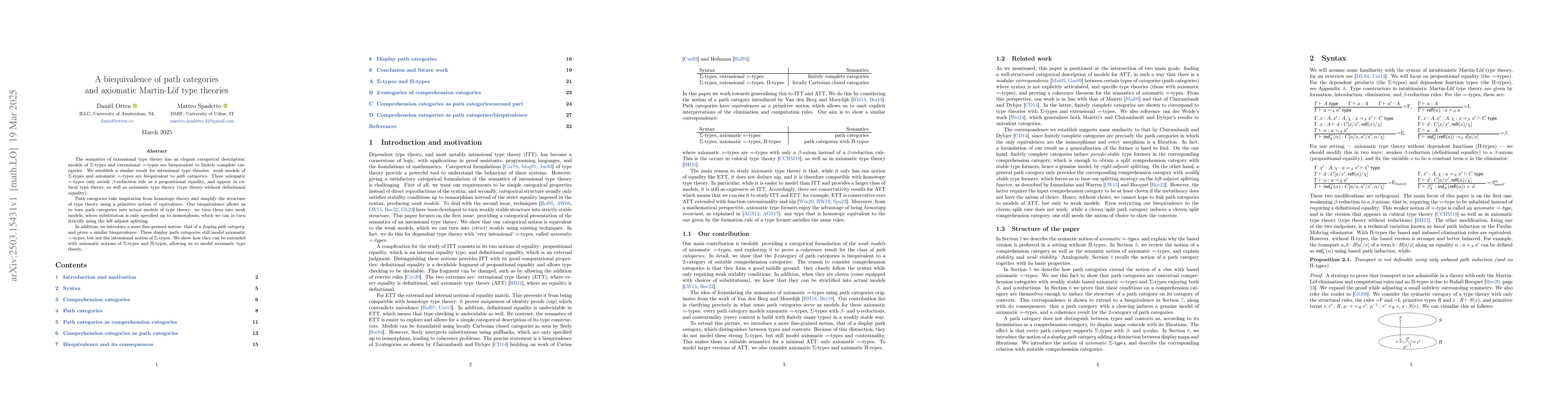 Thumbnail for A biequivalence of path categories and axiomatic Martin-LĂśf type
  theories