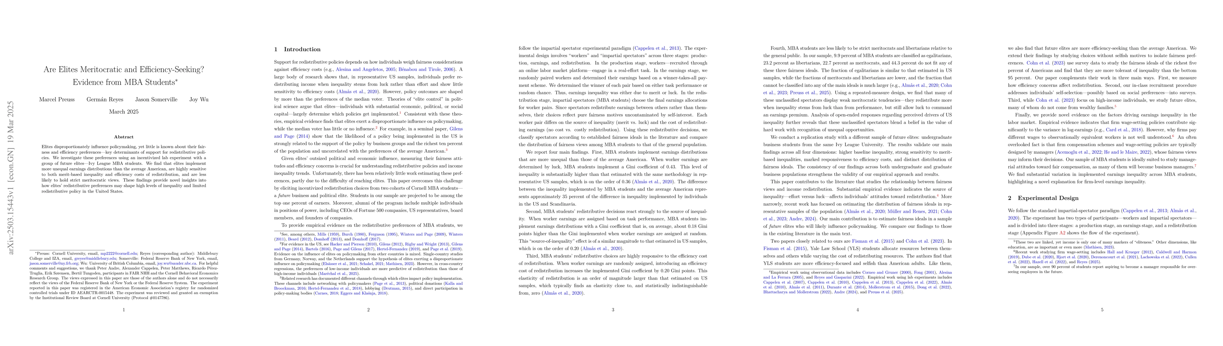 Thumbnail for Are Elites Meritocratic and Efficiency-Seeking? Evidence from MBA
  Students