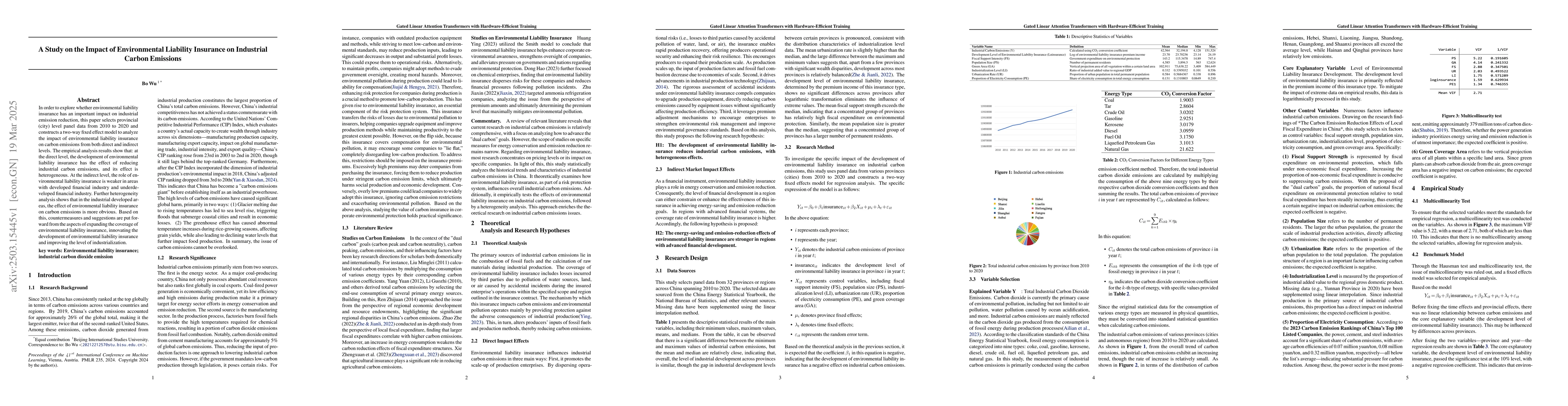 Thumbnail for A Study on the Impact of Environmental Liability Insurance on Industrial
  Carbon Emissions