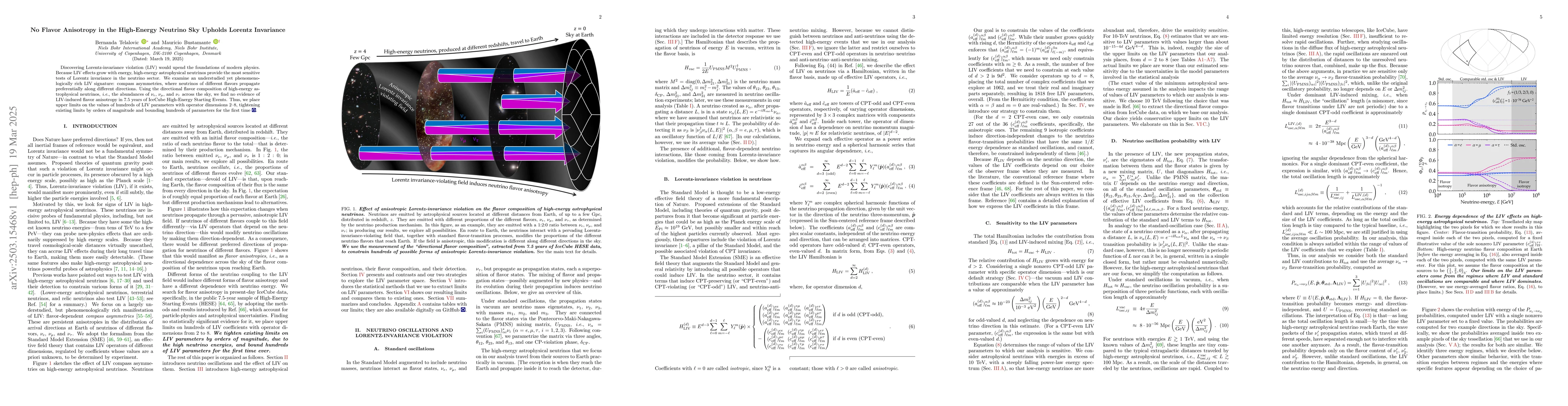 Thumbnail for No Flavor Anisotropy in the High-Energy Neutrino Sky Upholds Lorentz
  Invariance