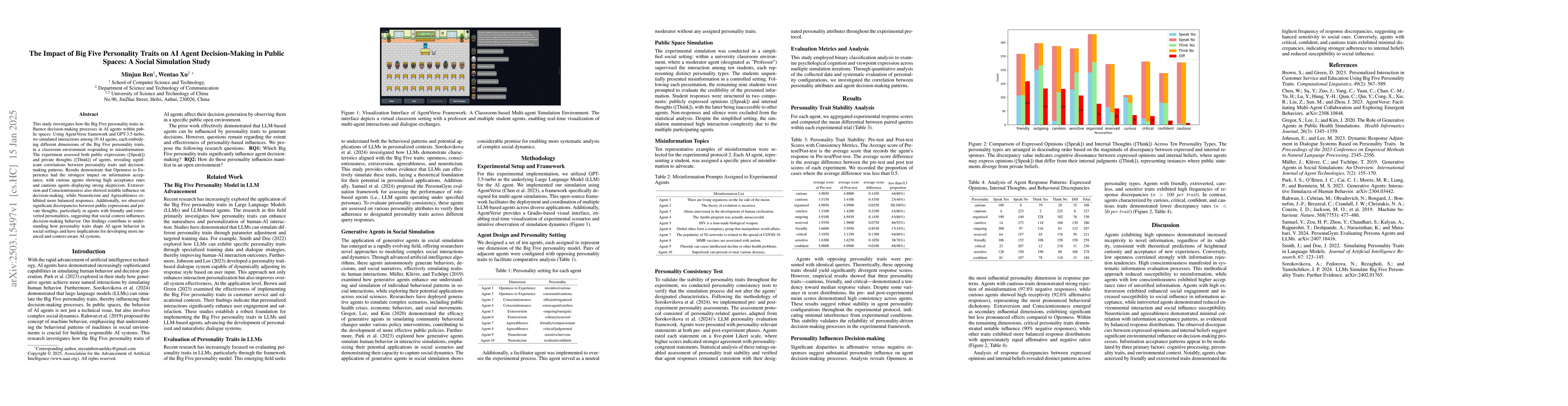Thumbnail for The Impact of Big Five Personality Traits on AI Agent Decision-Making in
  Public Spaces: A Social Simulation Study