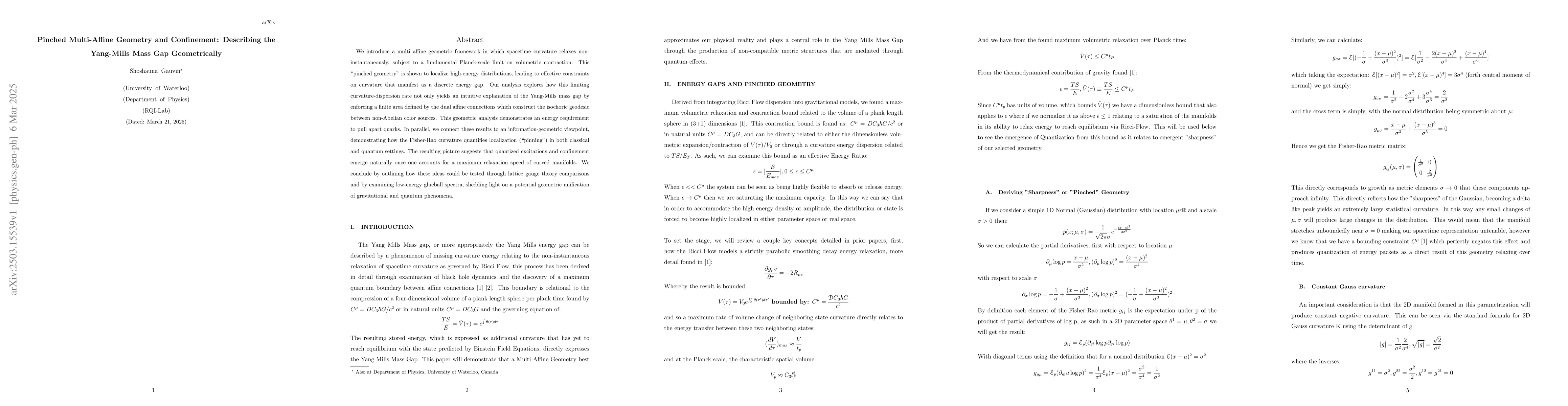 Thumbnail for Pinched Multi Affine Geometry and Confinement: Describing the Yang-Mills
  Mass Gap