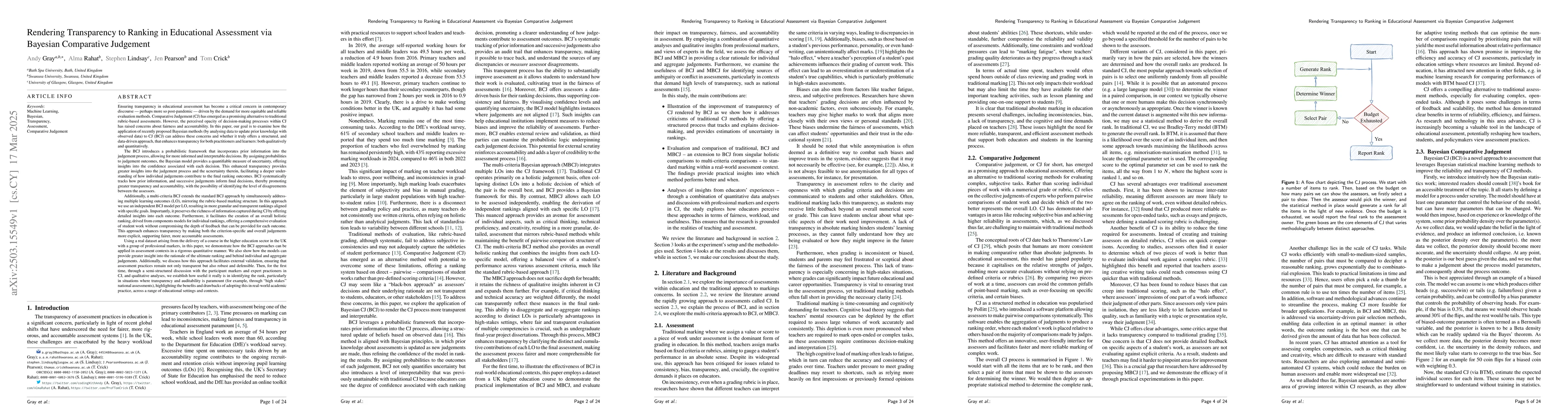 Thumbnail for Rendering Transparency to Ranking in Educational Assessment via Bayesian
  Comparative Judgement