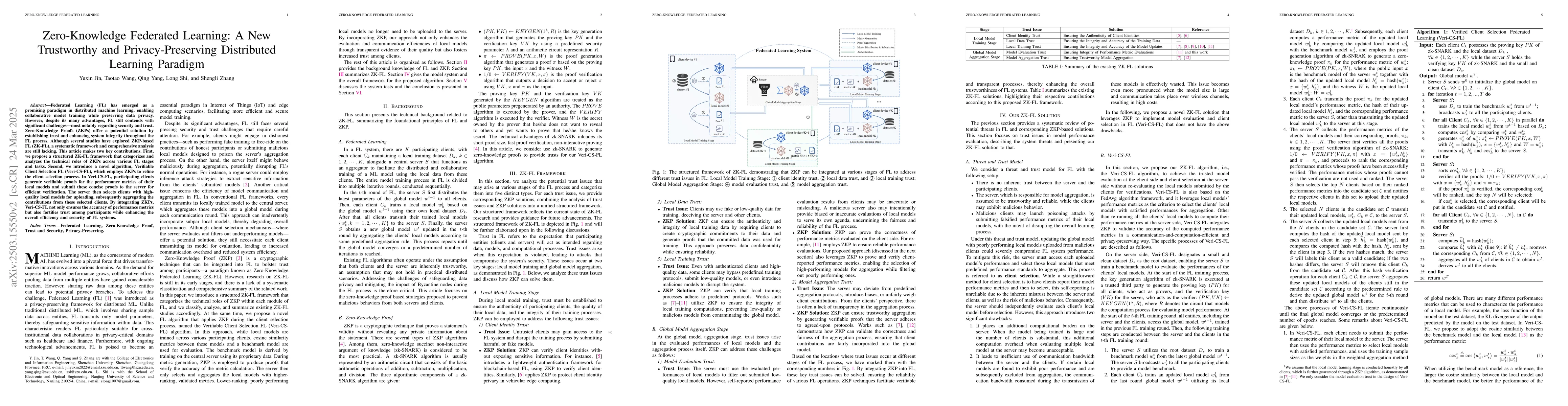 Thumbnail for Zero-Knowledge Federated Learning: A New Trustworthy and
  Privacy-Preserving Distributed Learning Paradigm
