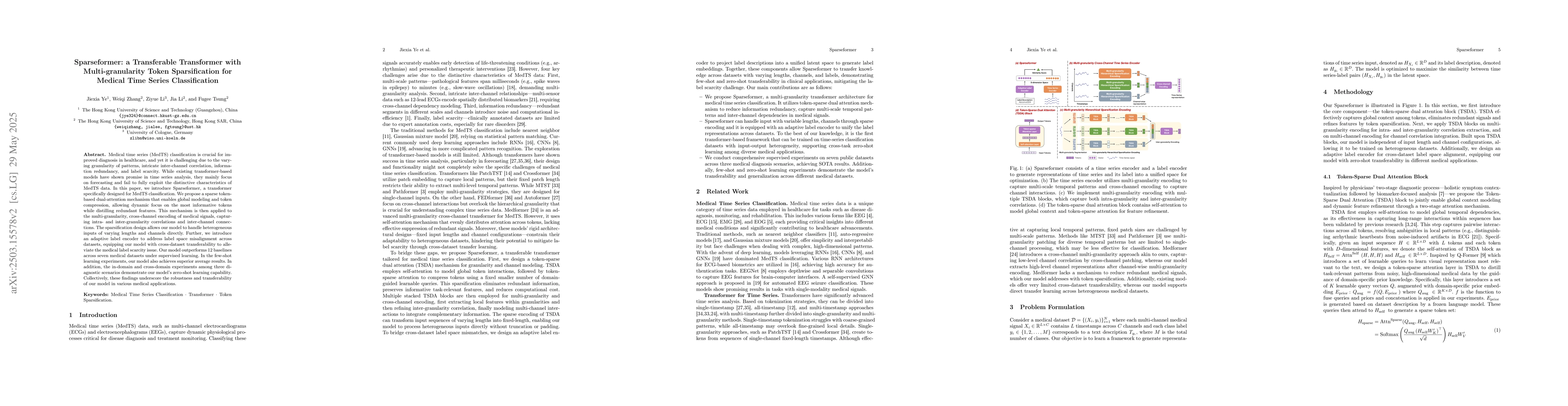 Thumbnail for Sparseformer: a Transferable Transformer with Multi-granularity Token
  Sparsification for Medical Time Series Classification