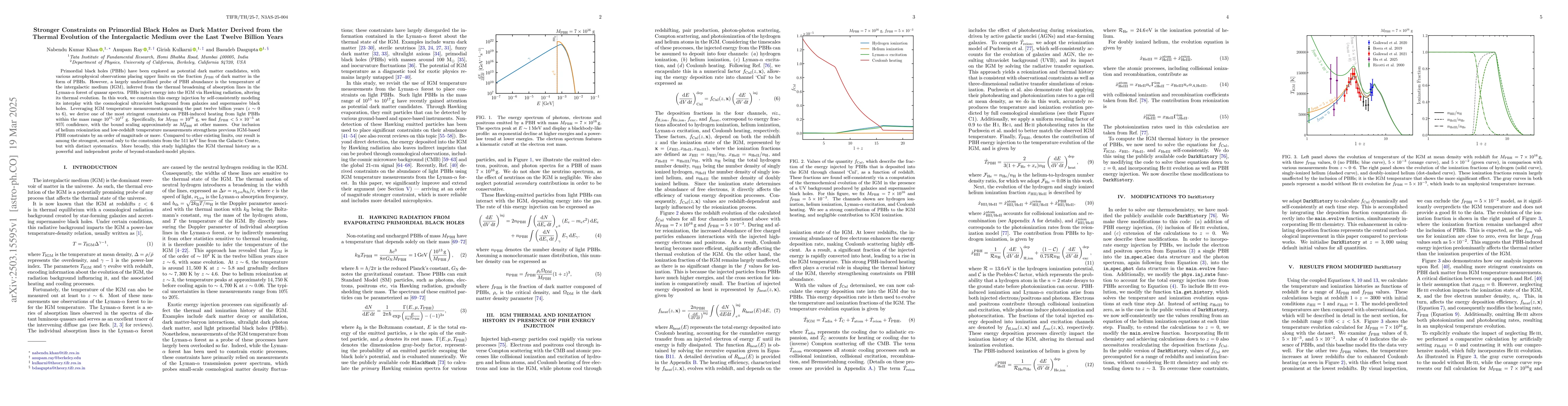 Thumbnail for Stronger Constraints on Primordial Black Holes as Dark Matter Derived
  from the Thermal Evolution of the Intergalactic Medium over the Last Twelve
  Billion Years