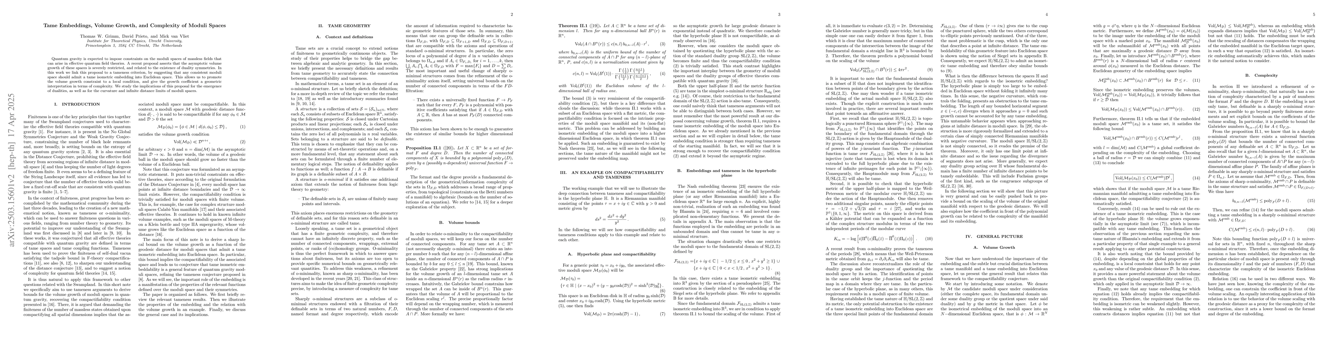 Thumbnail for Tame Embeddings, Volume Growth, and Complexity of Moduli Spaces