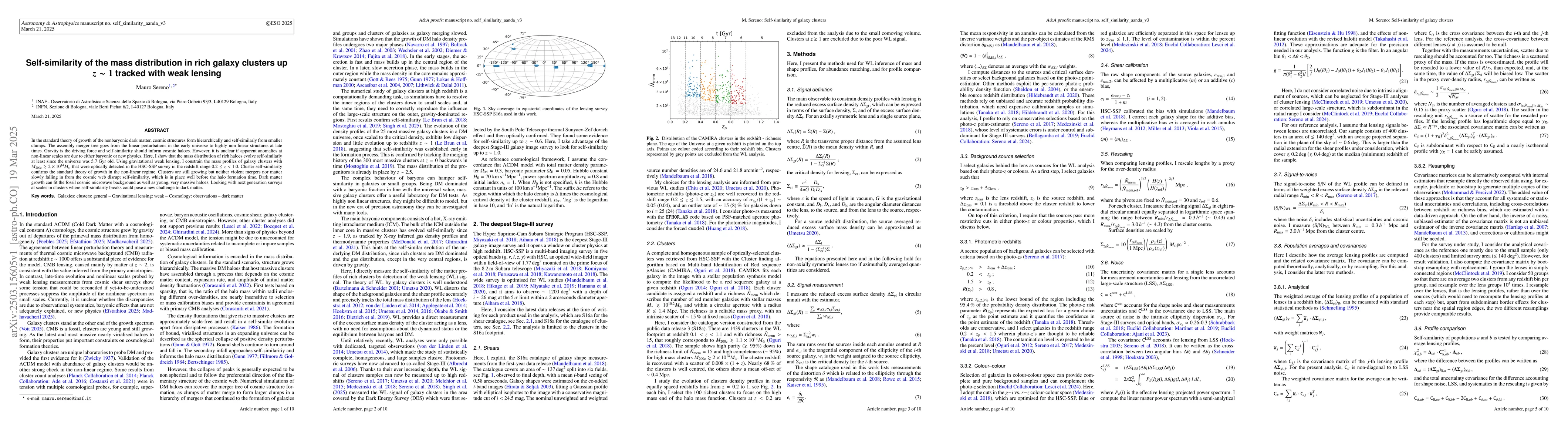 Thumbnail for Self-similarity of the mass distribution in rich galaxy clusters up z~1
  tracked with weak lensing