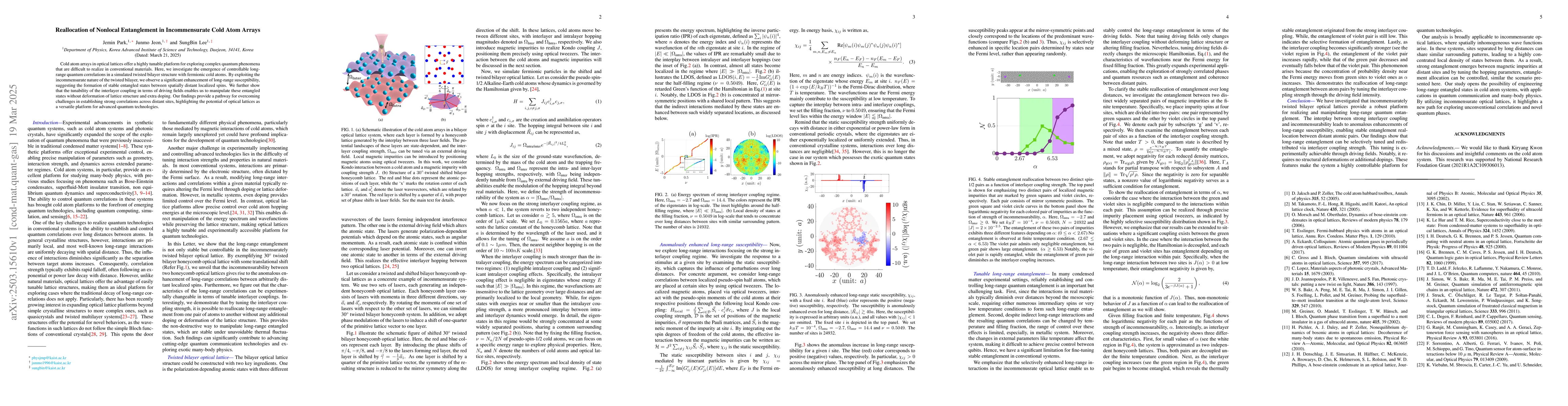 Thumbnail for Reallocation of Nonlocal Entanglement in Incommensurate Cold Atom Arrays