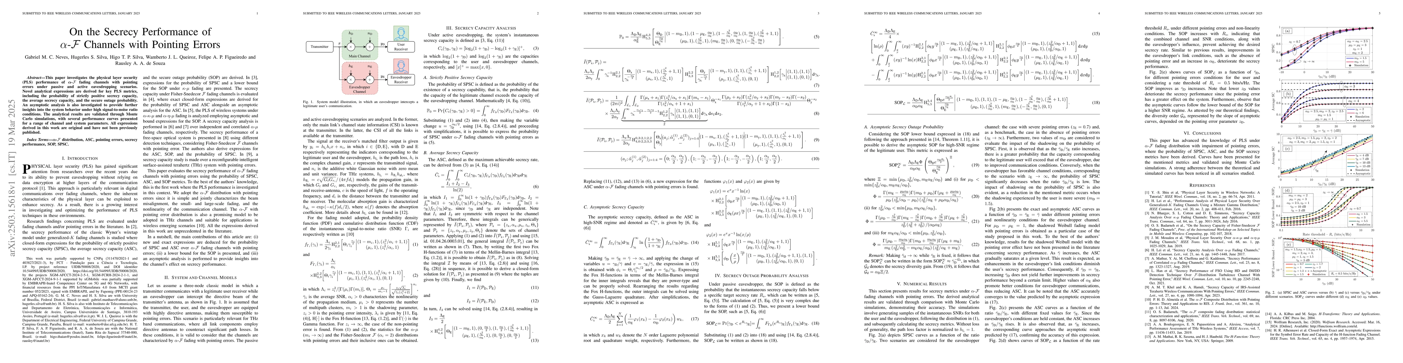 Thumbnail for On the Secrecy Performance of $α$-$\mathcal{F}$ Channels with
  Pointing Errors