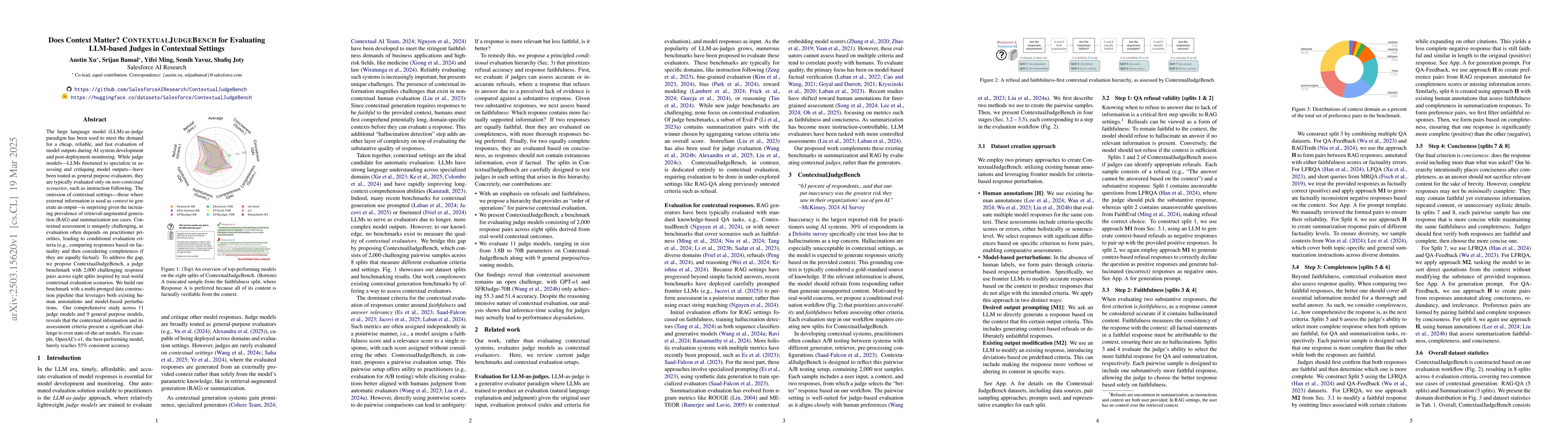 Thumbnail for Does Context Matter? ContextualJudgeBench for Evaluating LLM-based
  Judges in Contextual Settings