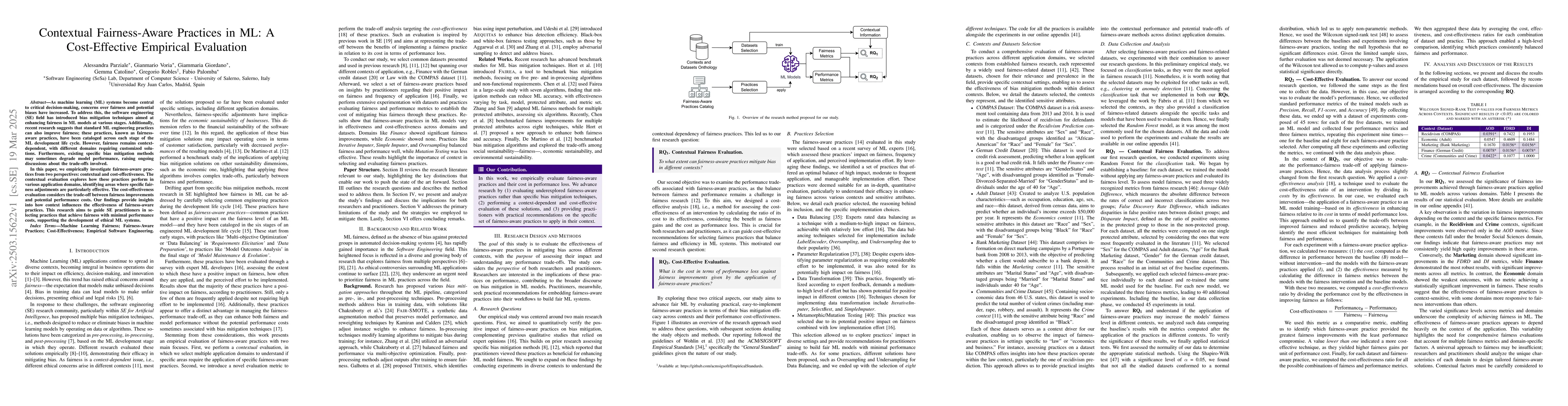 Thumbnail for Contextual Fairness-Aware Practices in ML: A Cost-Effective Empirical
  Evaluation