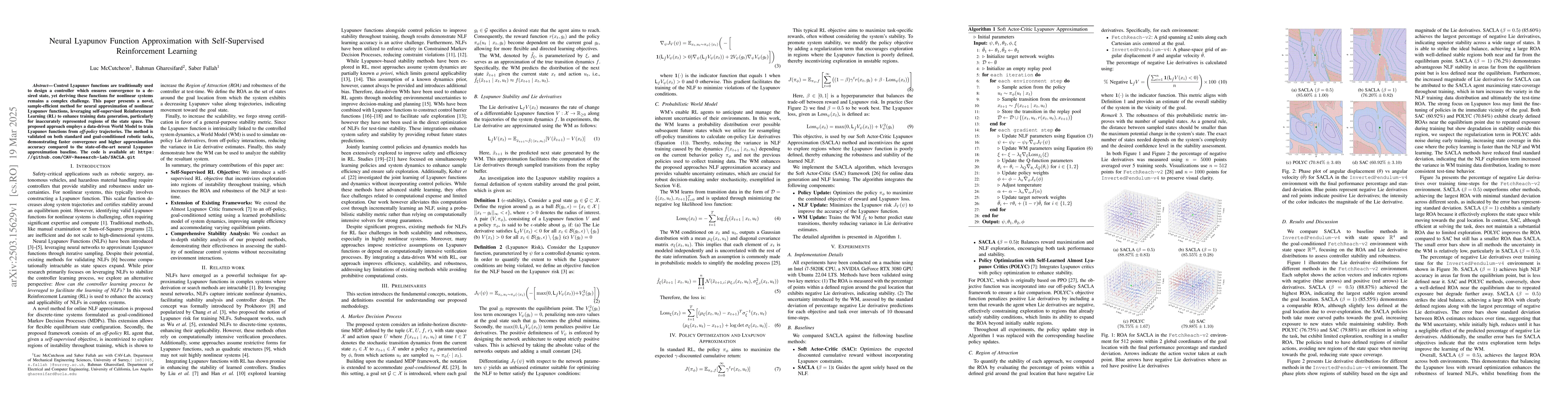 Thumbnail for Neural Lyapunov Function Approximation with Self-Supervised
  Reinforcement Learning
