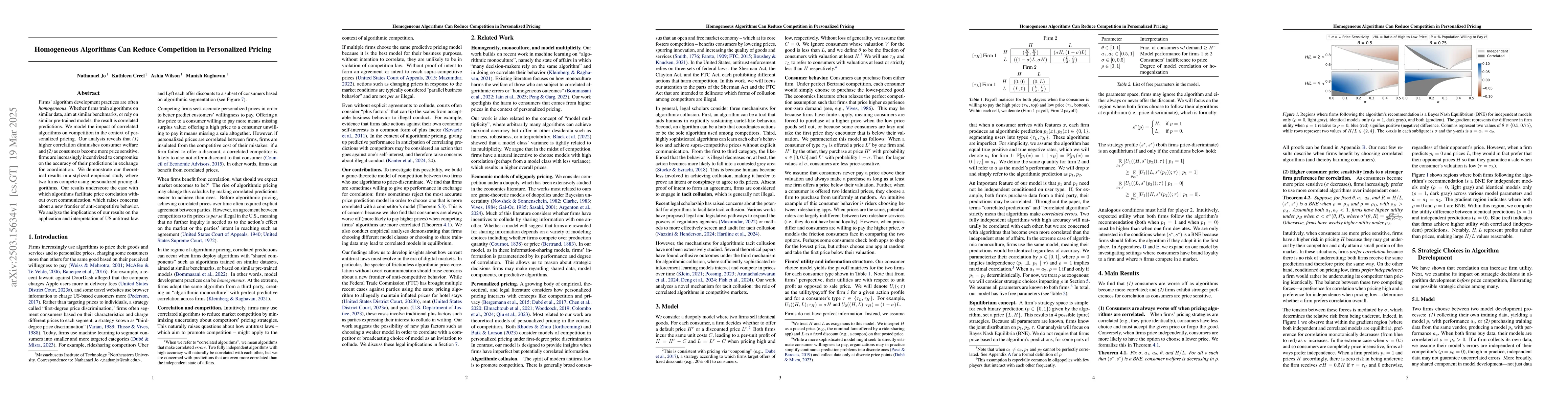 Thumbnail for Homogeneous Algorithms Can Reduce Competition in Personalized Pricing