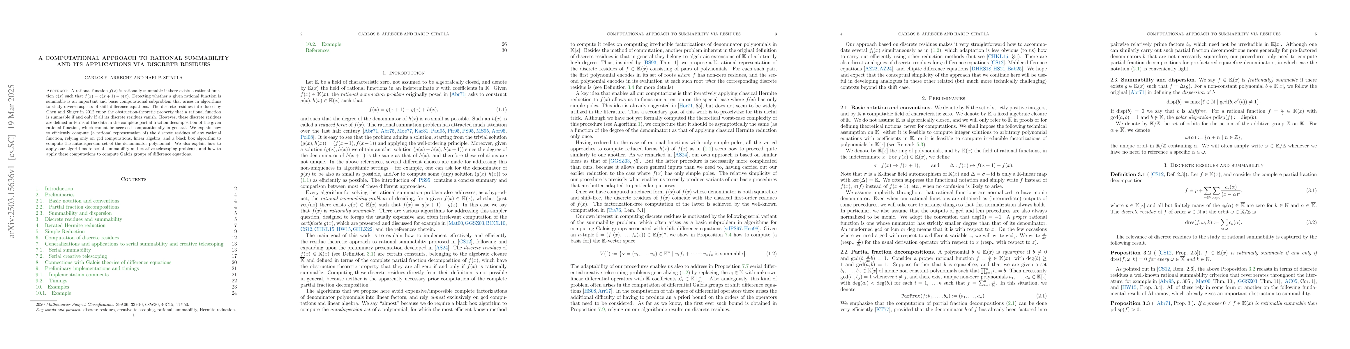 Thumbnail for A computational approach to rational summability and its applications
  via discrete residues
