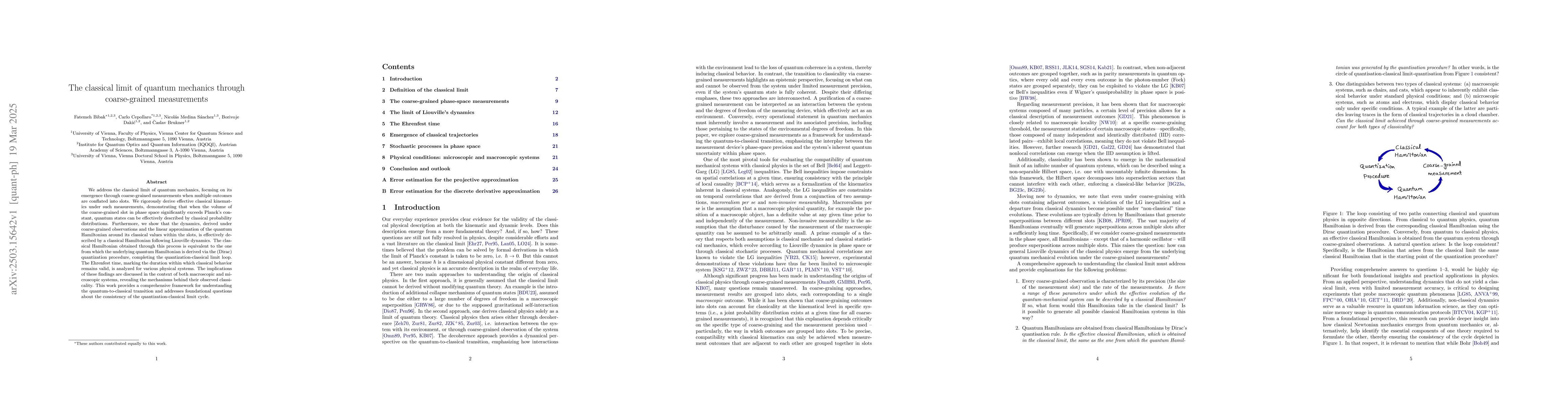 Thumbnail for The classical limit of quantum mechanics through coarse-grained
  measurements