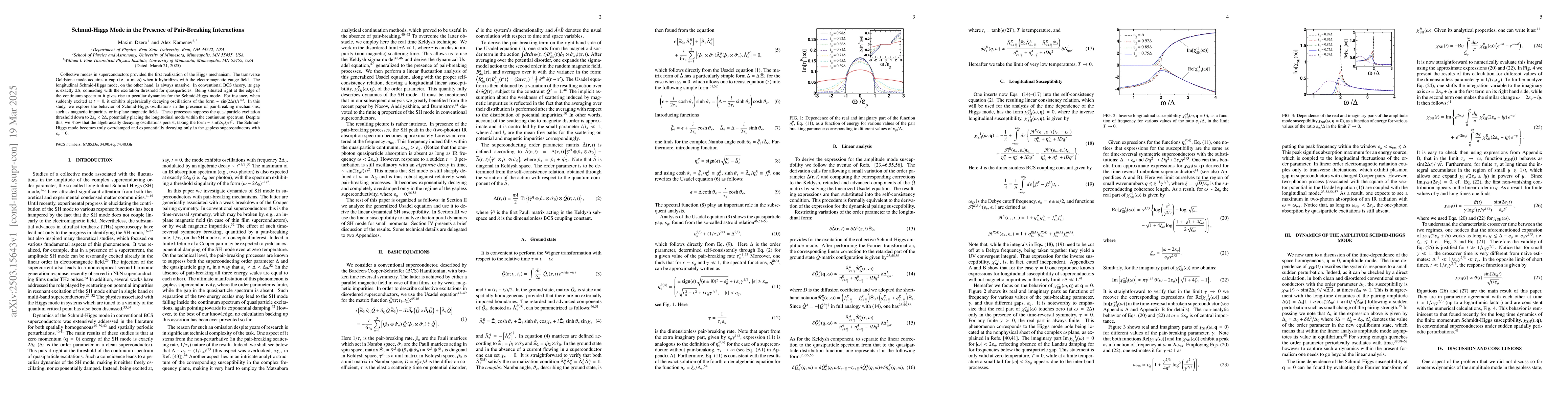 Thumbnail for Schmid-Higgs Mode in the Presence of Pair-Breaking Interactions