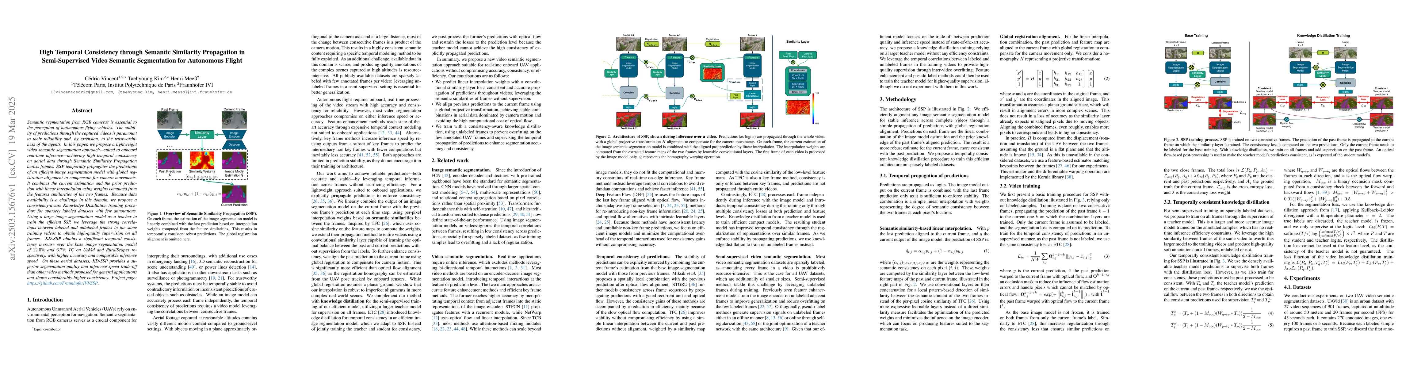 Thumbnail for High Temporal Consistency through Semantic Similarity Propagation in
  Semi-Supervised Video Semantic Segmentation for Autonomous Flight
