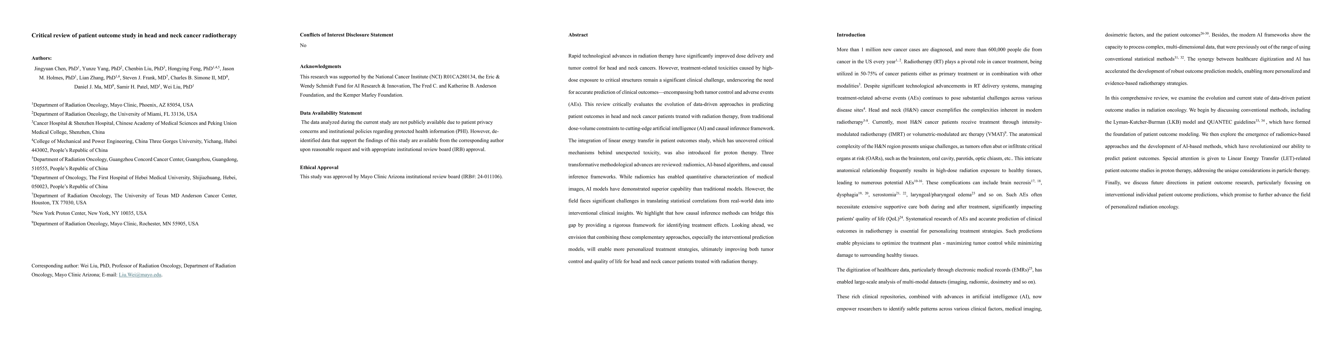 Thumbnail for Critical review of patient outcome study in head and neck cancer
  radiotherapy
