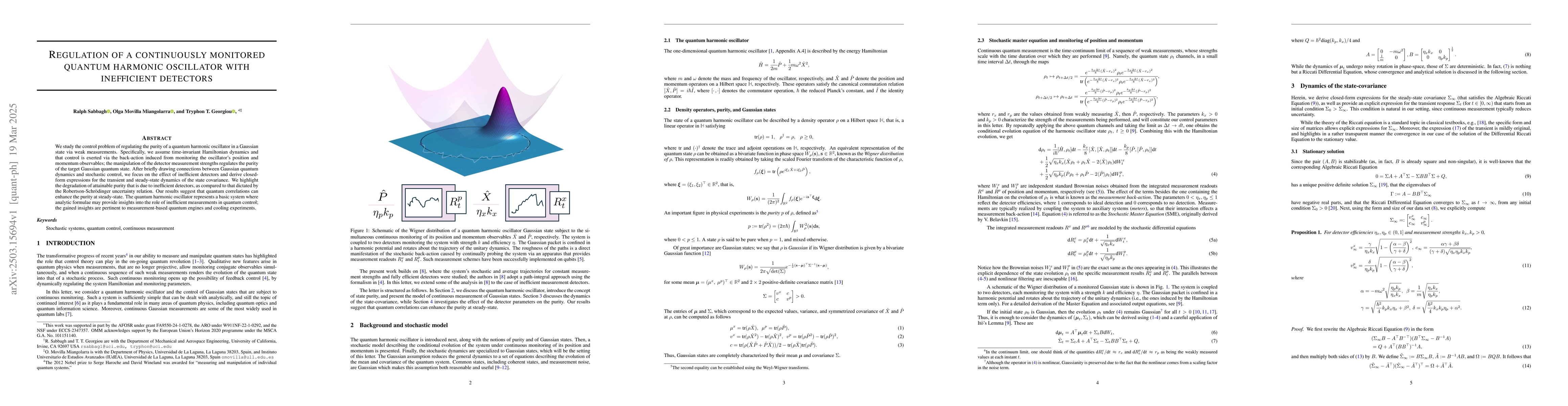Thumbnail for Regulation of a continuously monitored quantum harmonic oscillator with
  inefficient detectors
