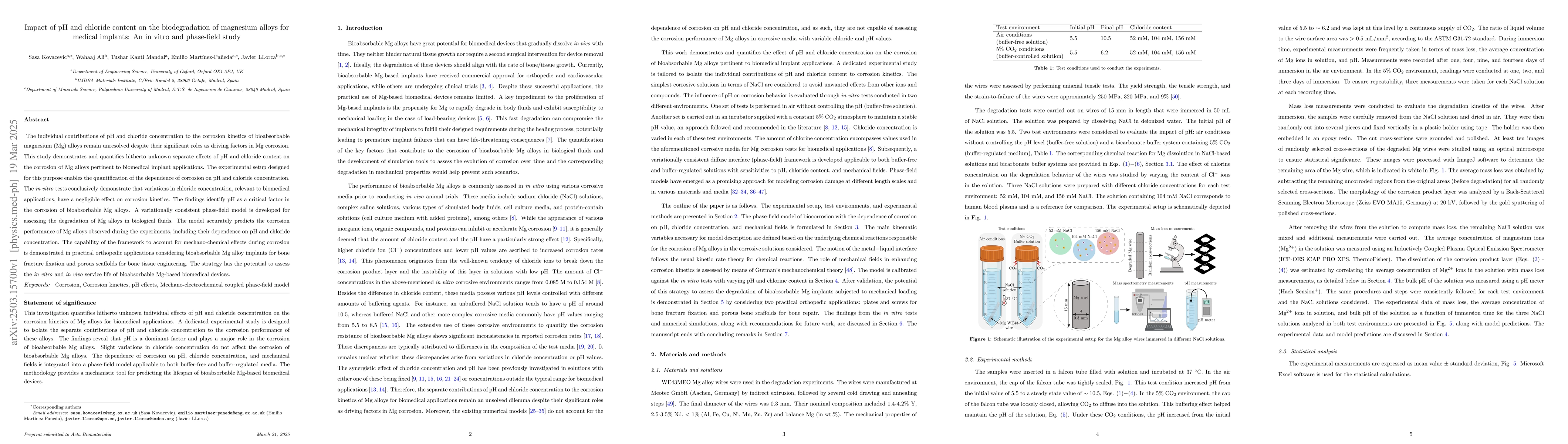 Thumbnail for Impact of pH and chloride content on the biodegradation of magnesium
  alloys for medical implants: An in vitro and phase-field study