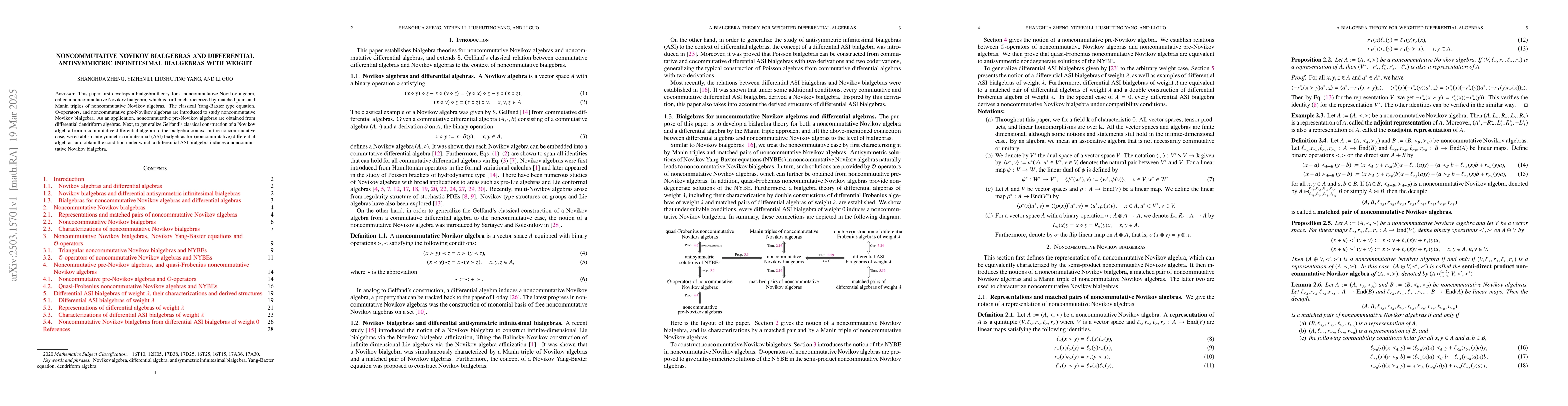 Thumbnail for Noncommutative Novikov bialgebras and differential antisymmetric
  infinitesimal bialgebras with weight