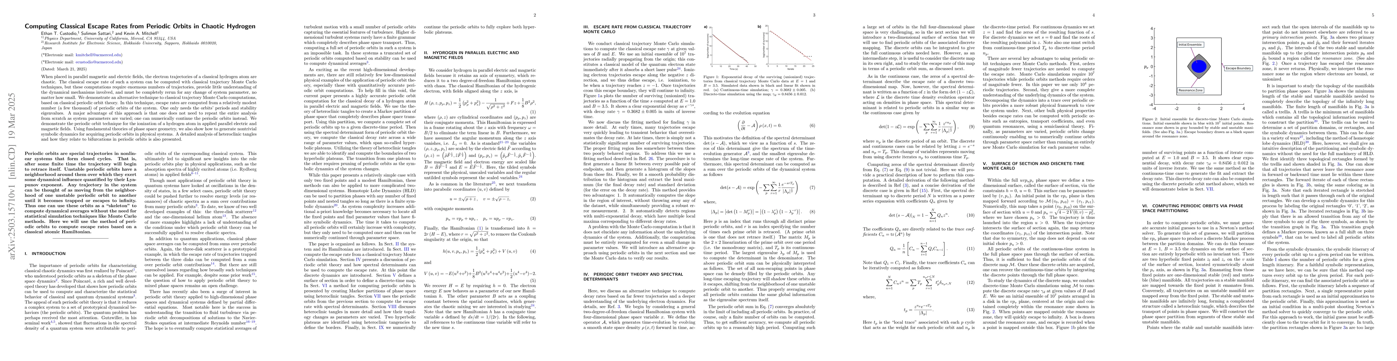 Thumbnail for Computing Classical Escape Rates from Periodic Orbits in Chaotic
  Hydrogen
