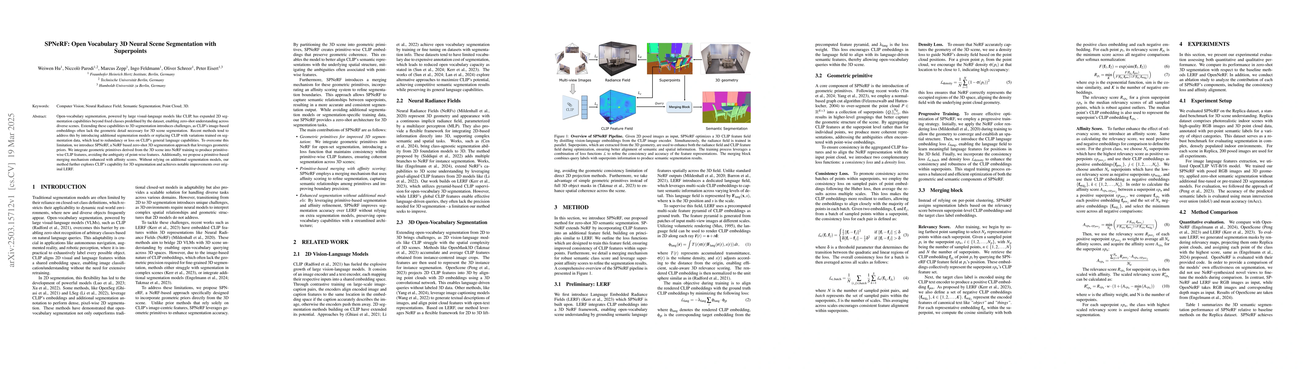 Thumbnail for SPNeRF: Open Vocabulary 3D Neural Scene Segmentation with Superpoints